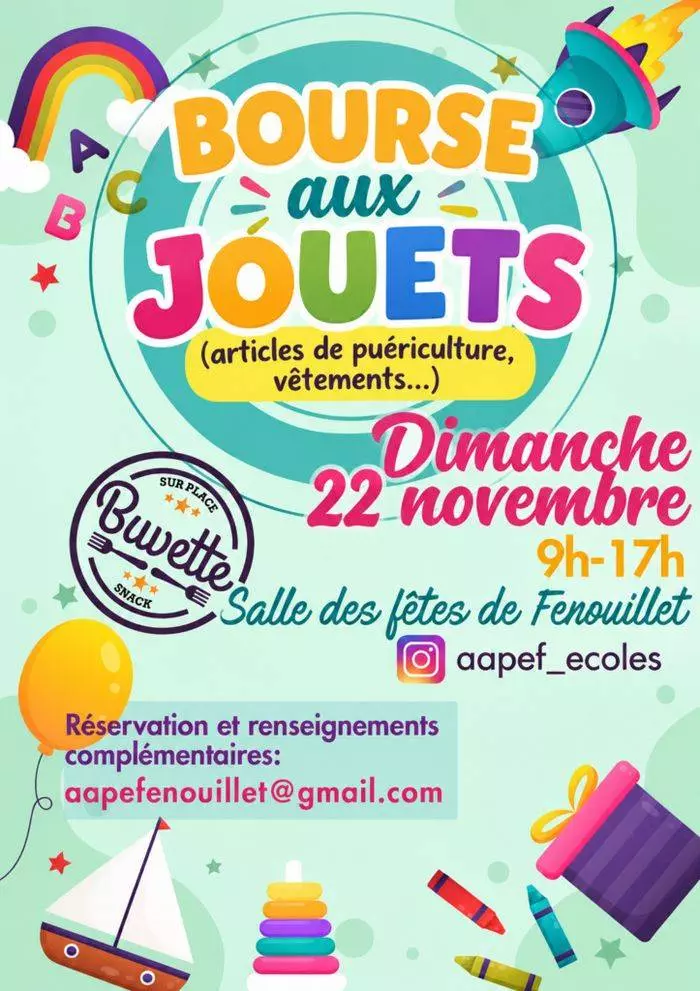 Bourse aux jouets et articles de puériculture AAPEF - Dimanche 22 novembre