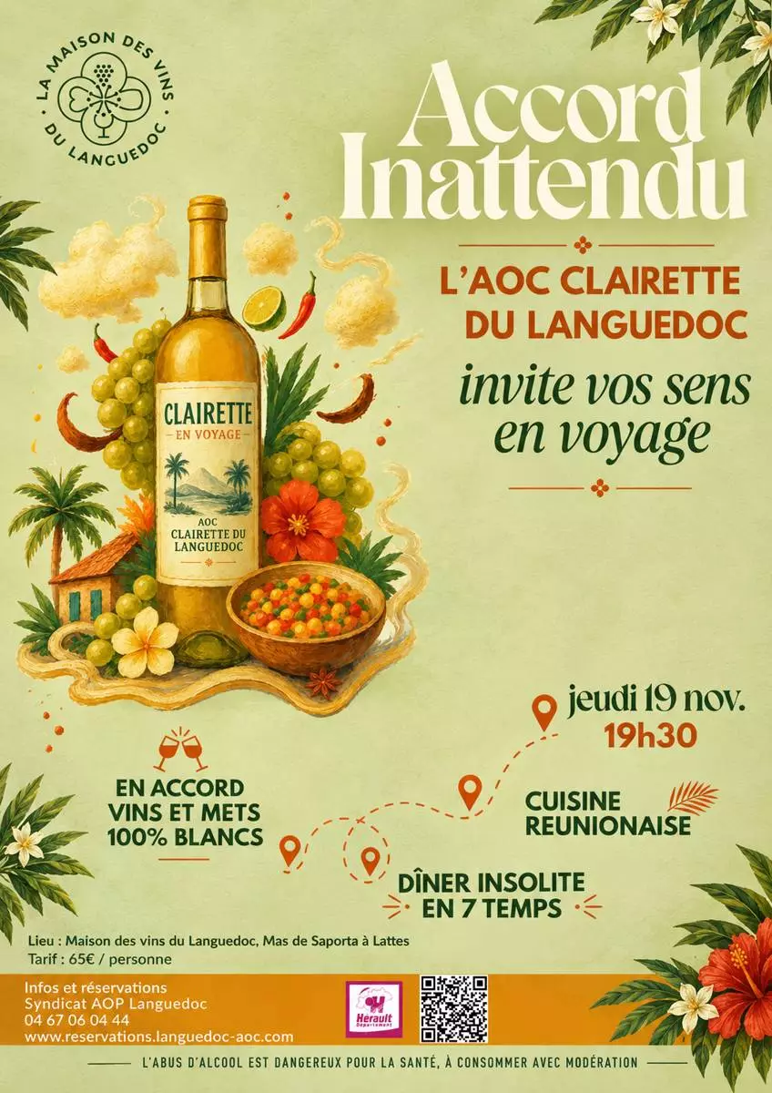 Dîner l'Accord Inattendu : L'AOC Clairette du Languedoc invite vos sens en voyage