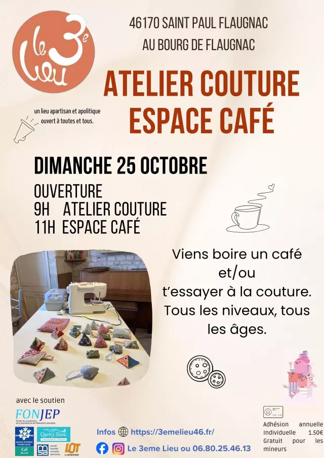 Atelier couture et espace café au 3ème Lieu