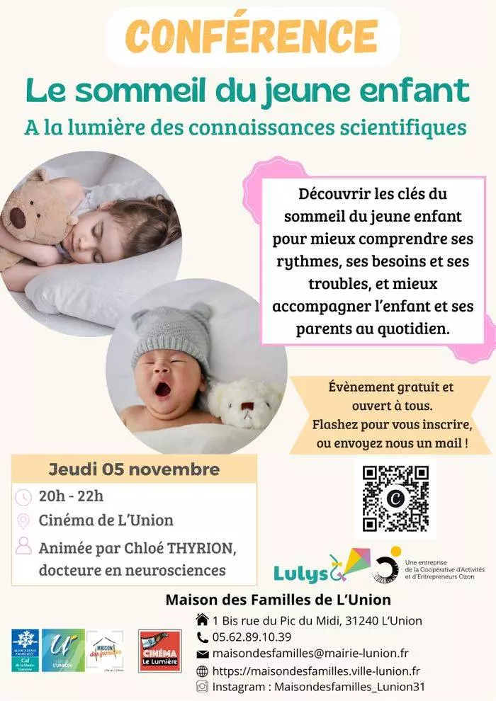 Conférence de Chloé Thyrion : Le sommeil du jeune enfant - Jeudi 5 novembre