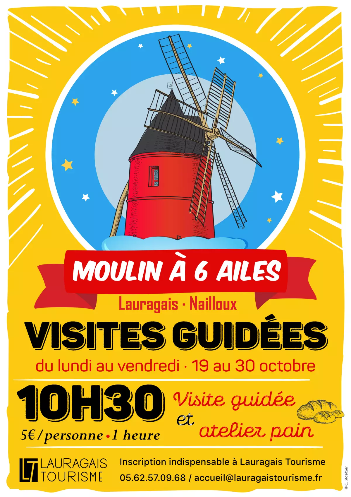 Visite du Moulin a Six Ailes et Atelier Pain