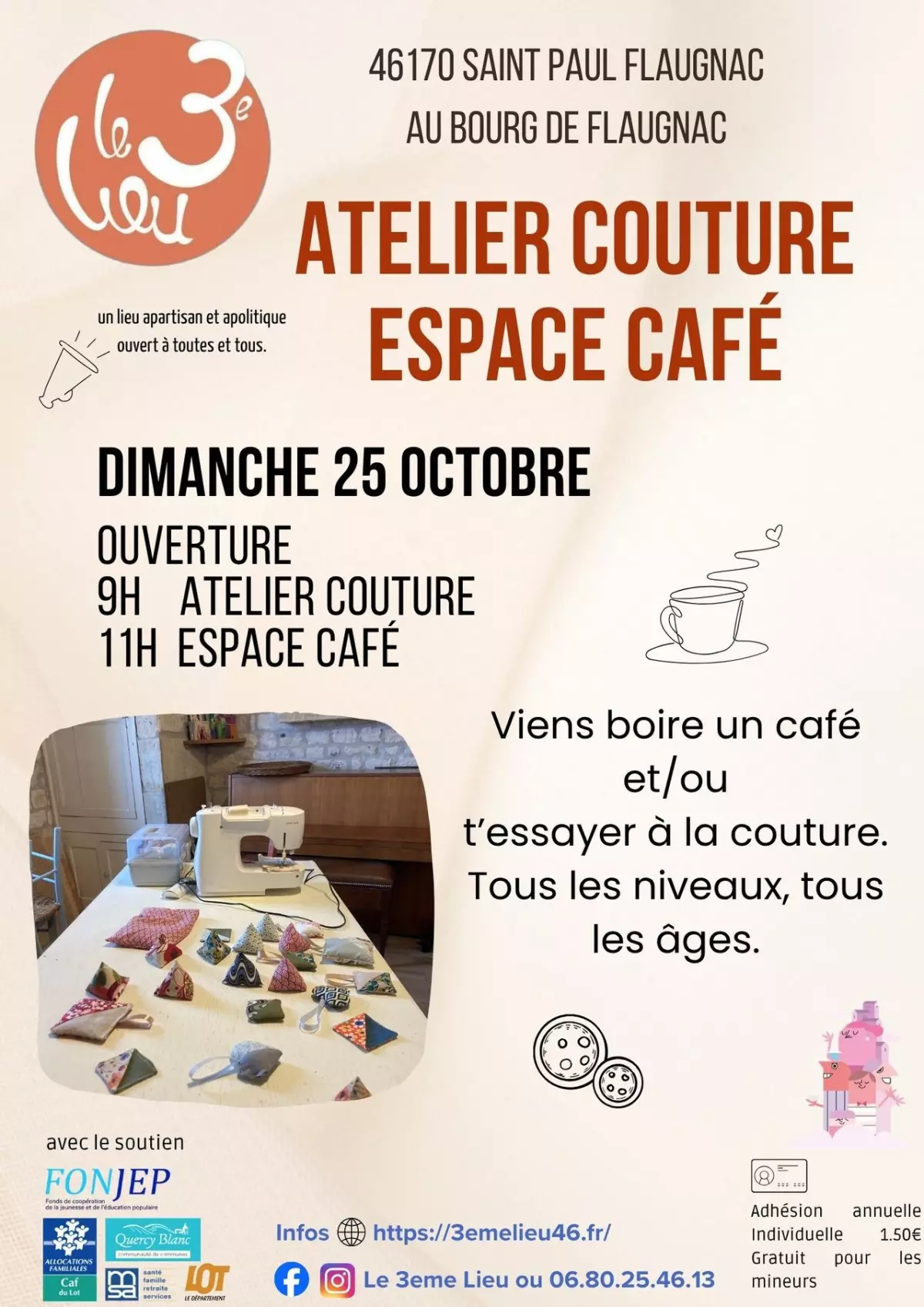 Atelier couture et espace café au 3ème Lieu