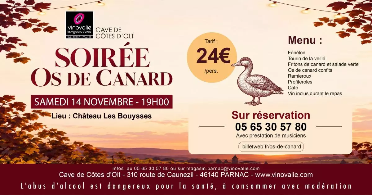 Repas Os de canard au Château de Mercuès