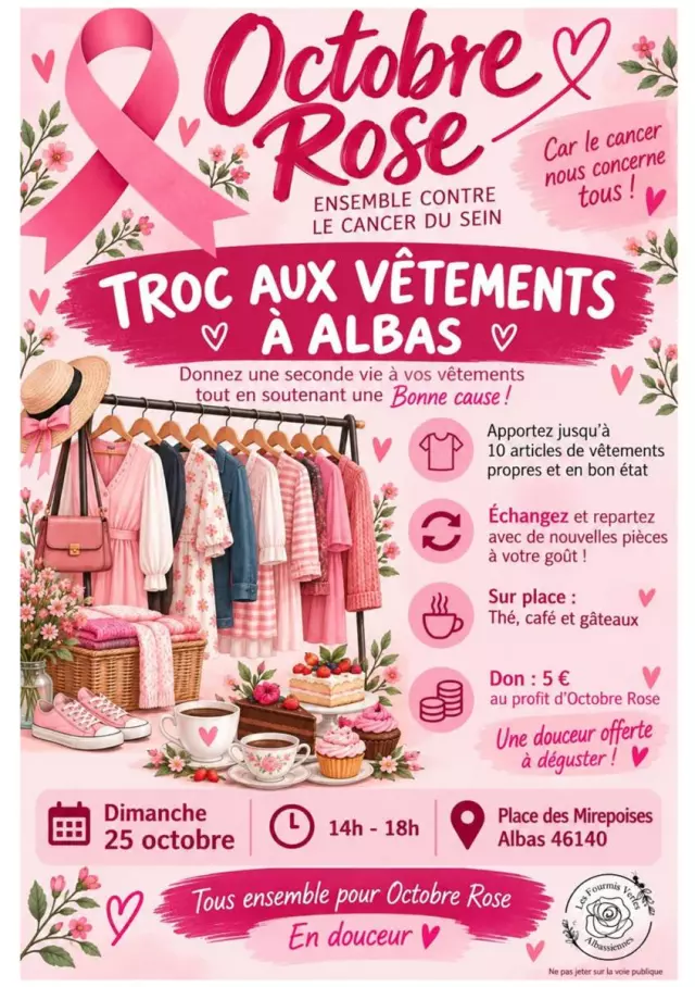 Octobre rose à Albas : troc aux vêtements solidaire