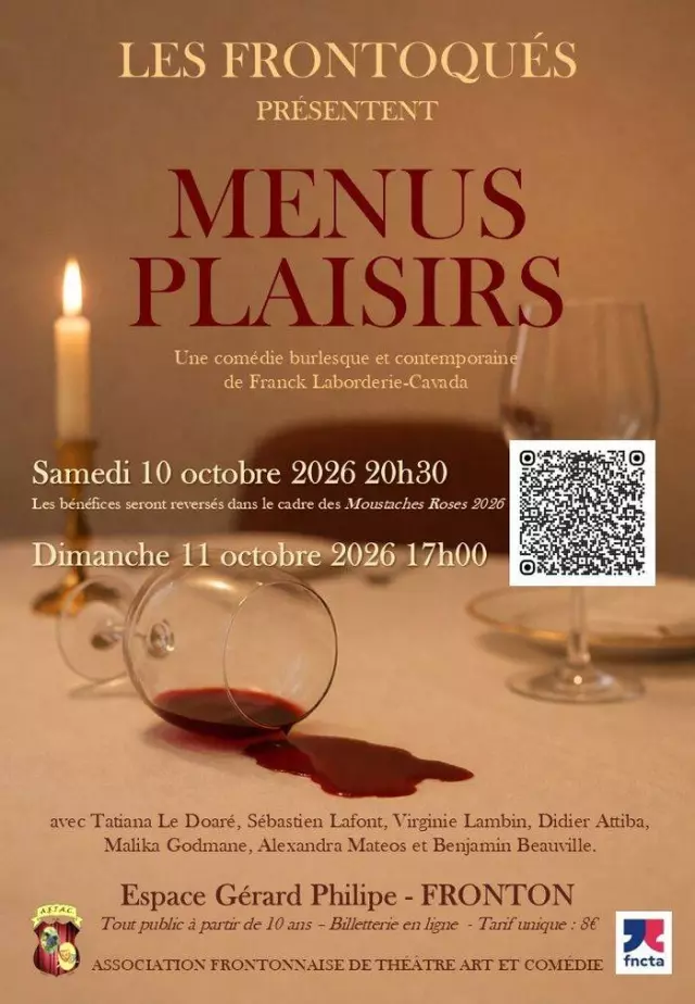 Théâtre à Fronton : Menus Plaisirs, une comédie burlesque et contemporaine. Billetterie en ligne ouverte !