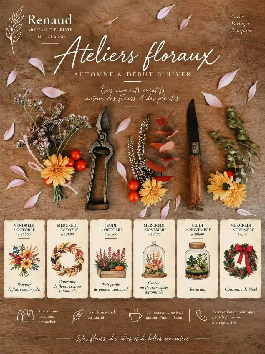 Atelier floral : automne et début d'hiver