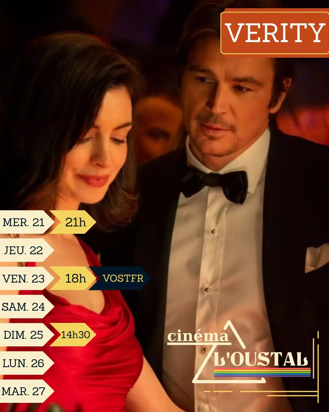 Verity, 1H54, Thriller Romantique, de Michael Showalter avec Anne Hathaway, Dakota Johnson, Josh Hartnett