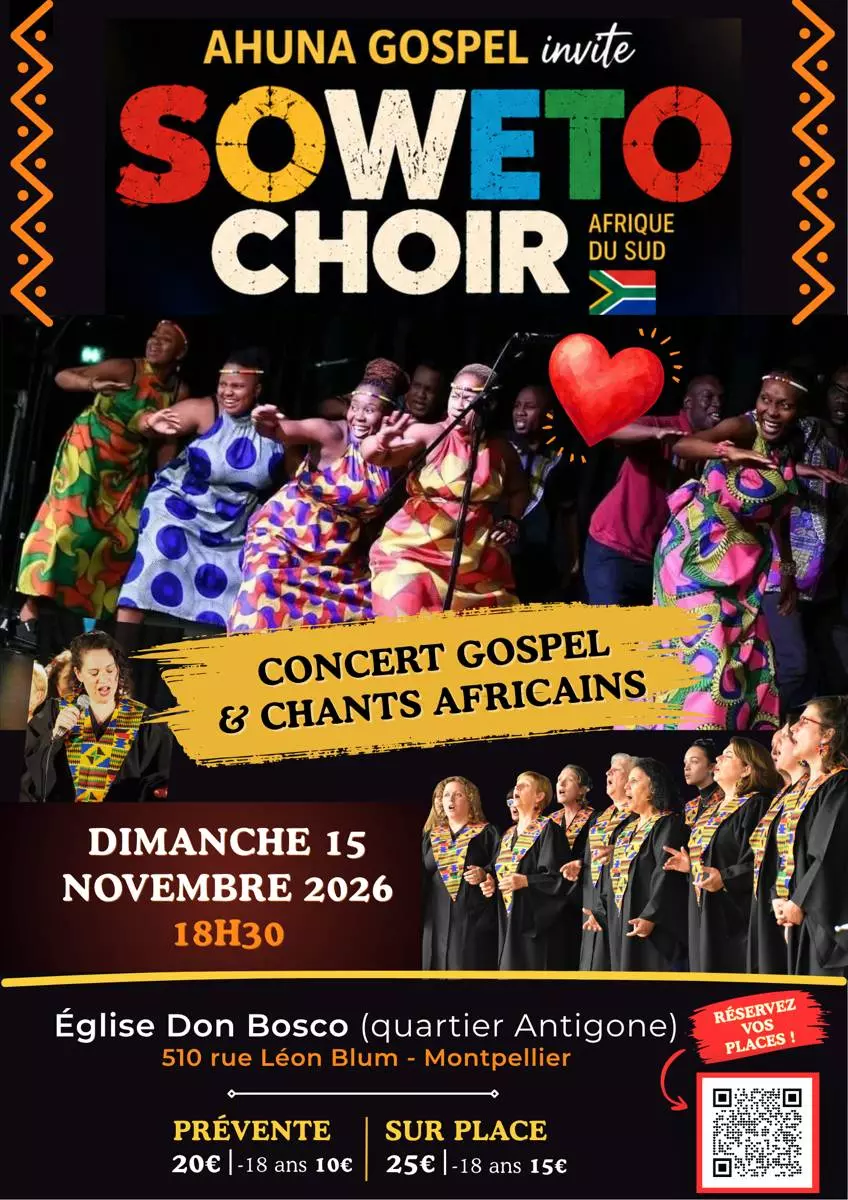 Concert exceptionnel Soweto Choir & Ahuna Gospel à Montpellier