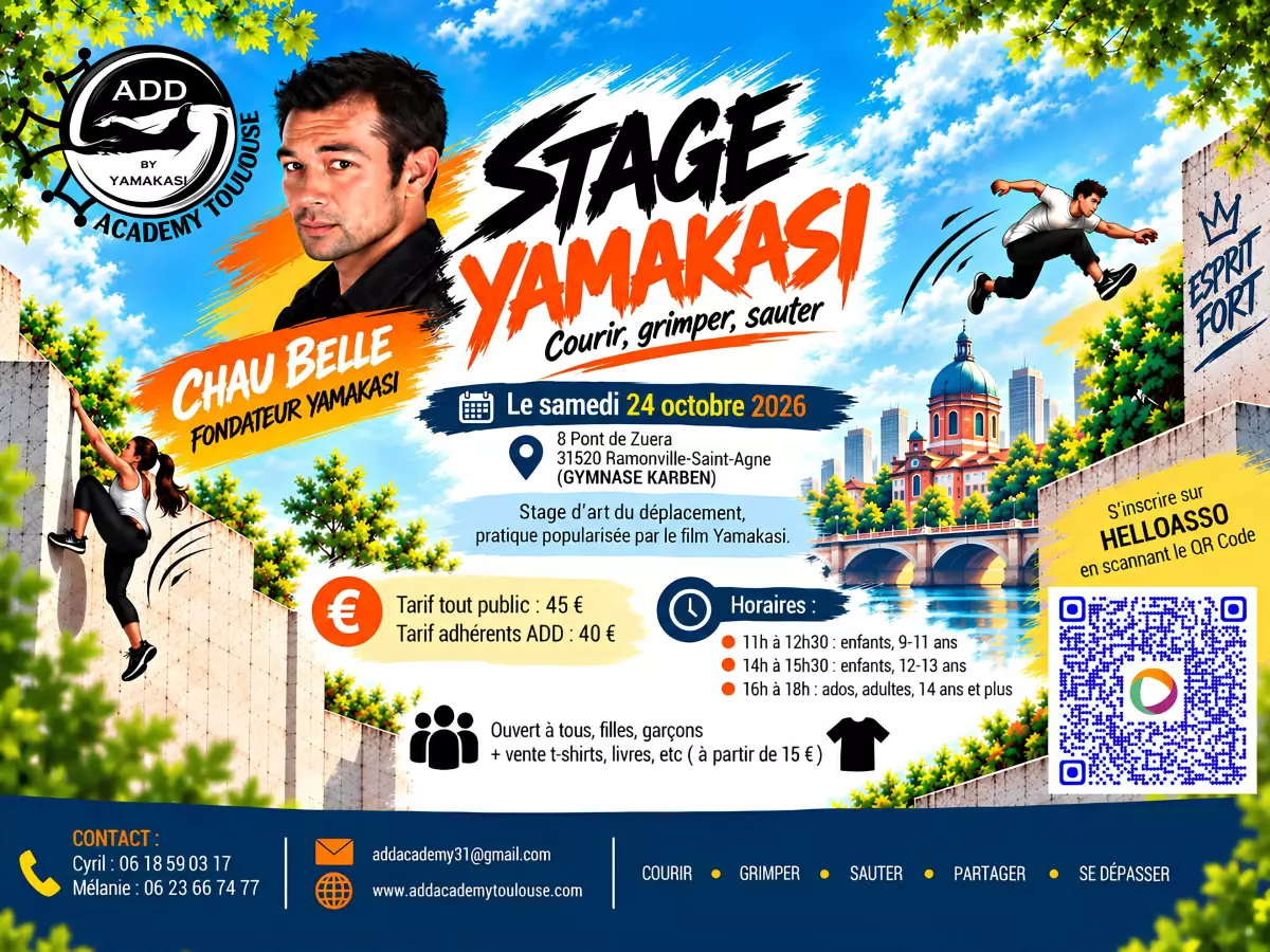 Stage Art du Déplacement (Yamakasi) avec un des Acteurs et Fondateurs Yamakasi à Partir de 9 Ans
