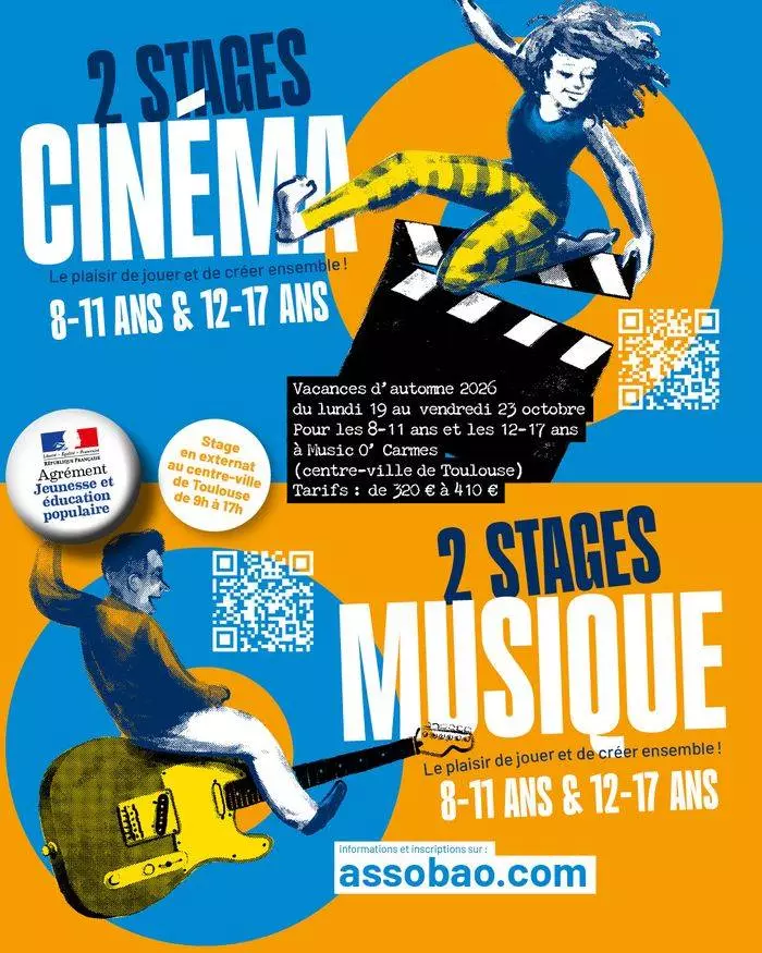 Stages musique et cinéma ados à Toulouse octobre 2026