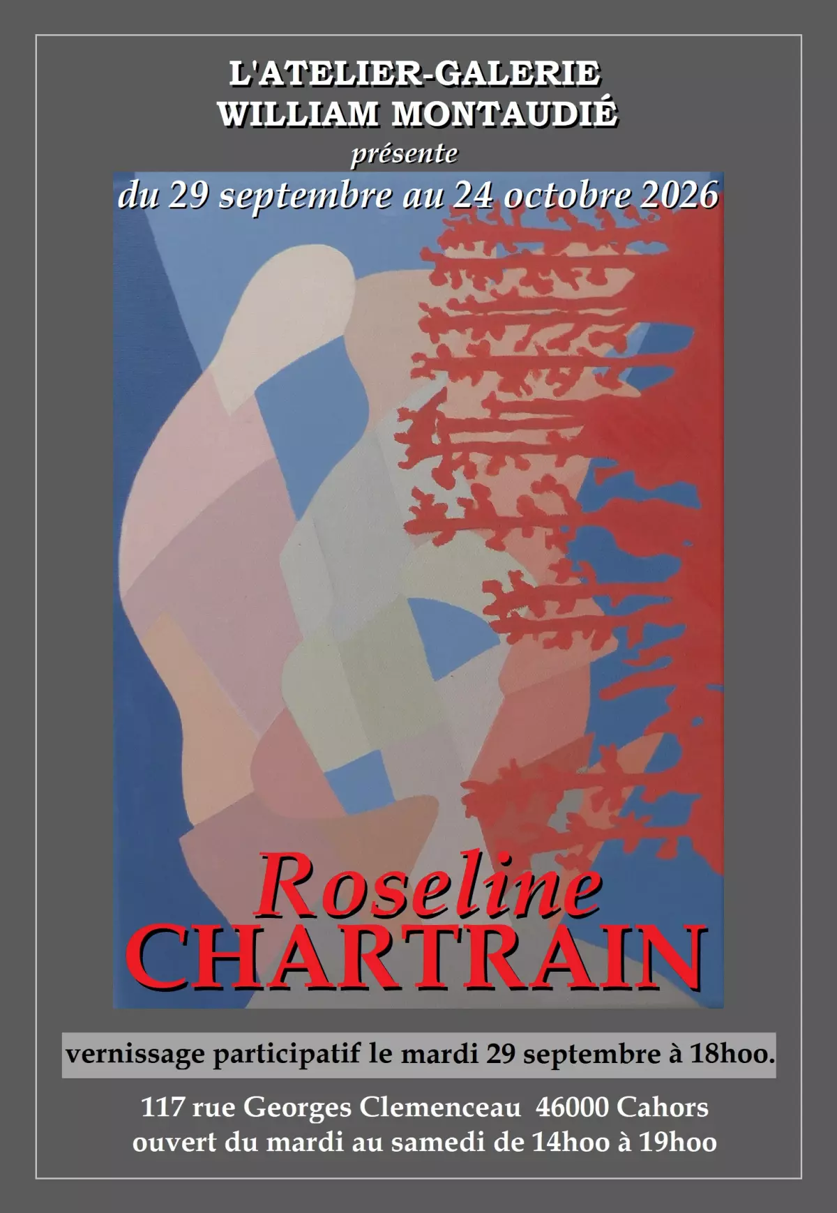 Exposition de Roseline Chartrain à l'atelier-galerie William Montaudié