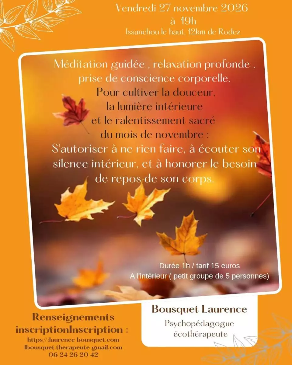Méditation guidée, relaxation profonde, prise de conscience corporelle