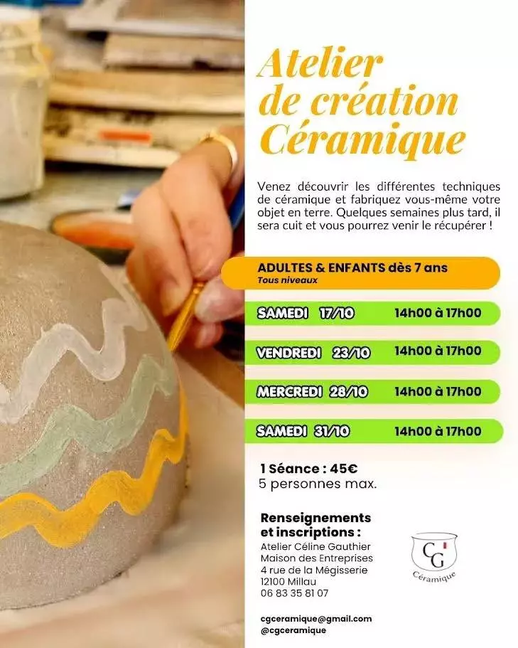 Atelier de création de Céramique, mois d'octobre - Céline Gauthier