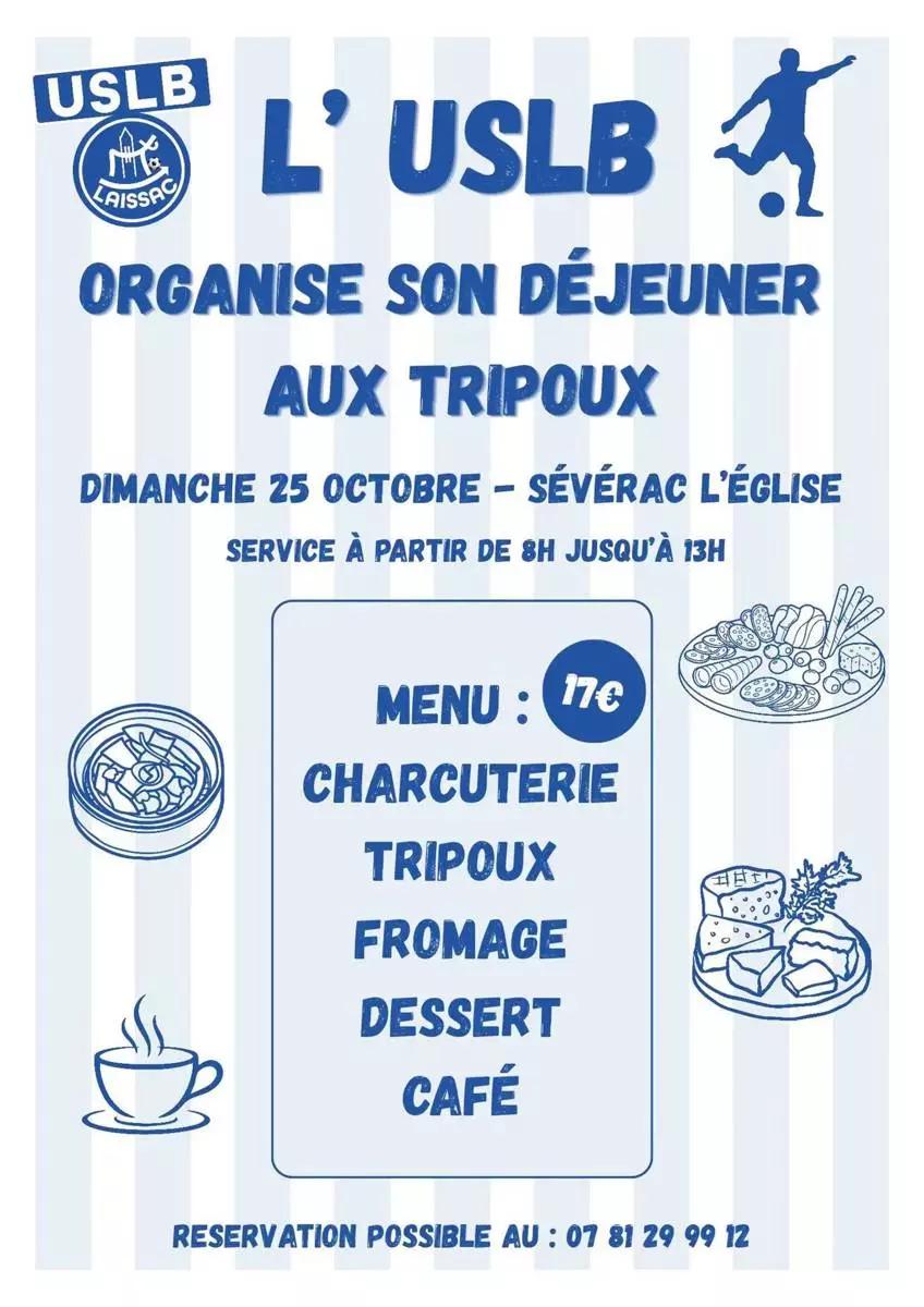 Déjeuner aux tripoux à Sévérac l'Eglise