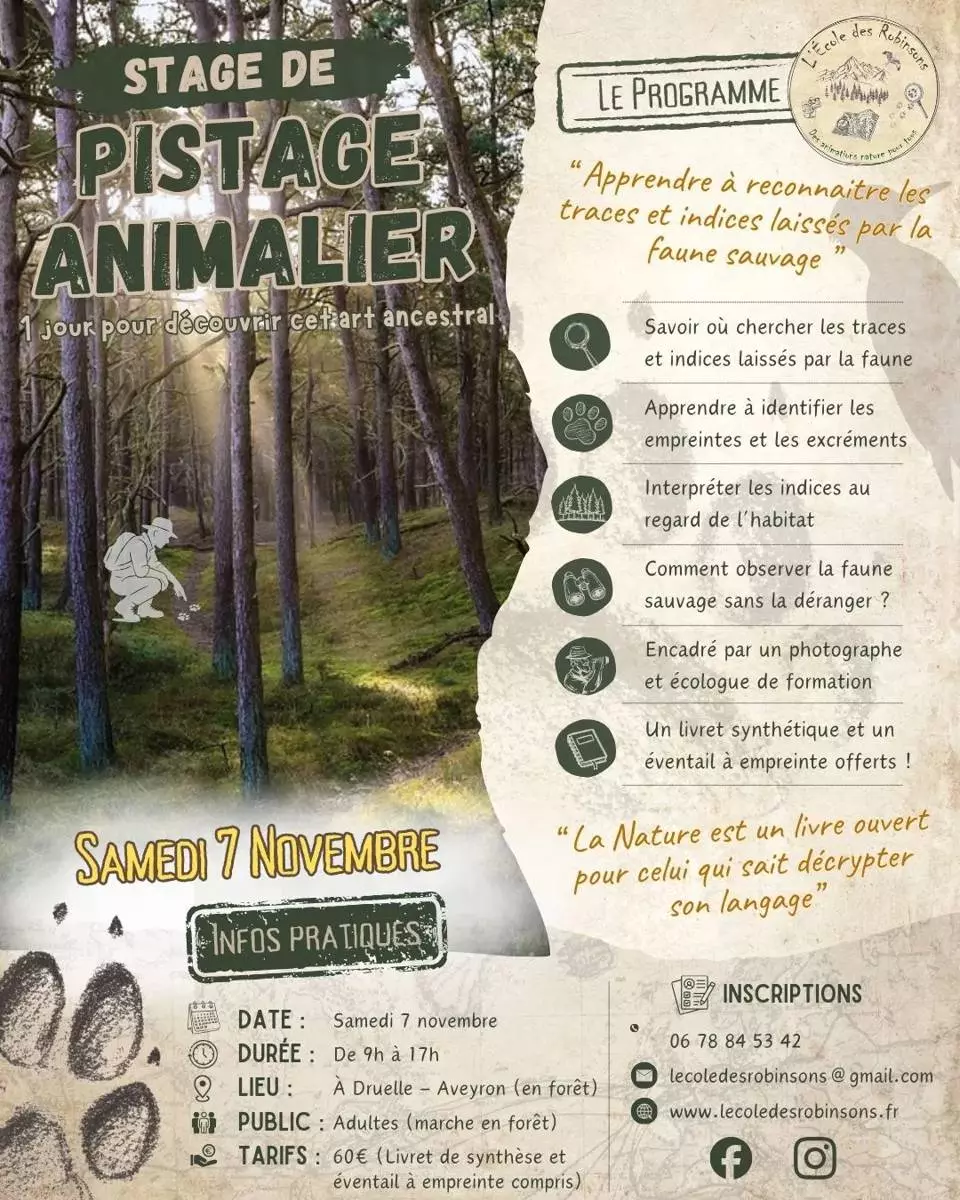 Stage - Pistage Animalier - Adultes