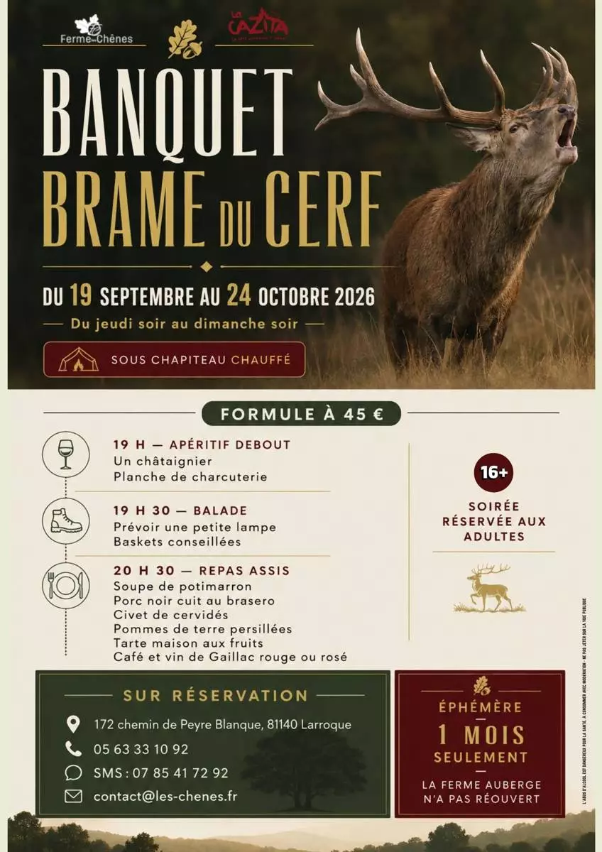 Soirée Brame du Cerf à la Ferme Auberge les Chênes