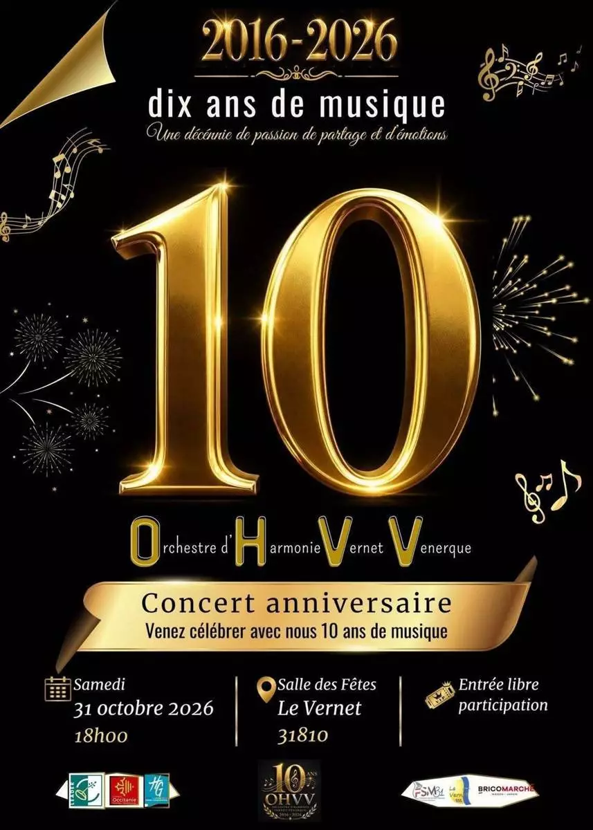 concert Anniversaire - Samedi 31 Octobre au Vernet
