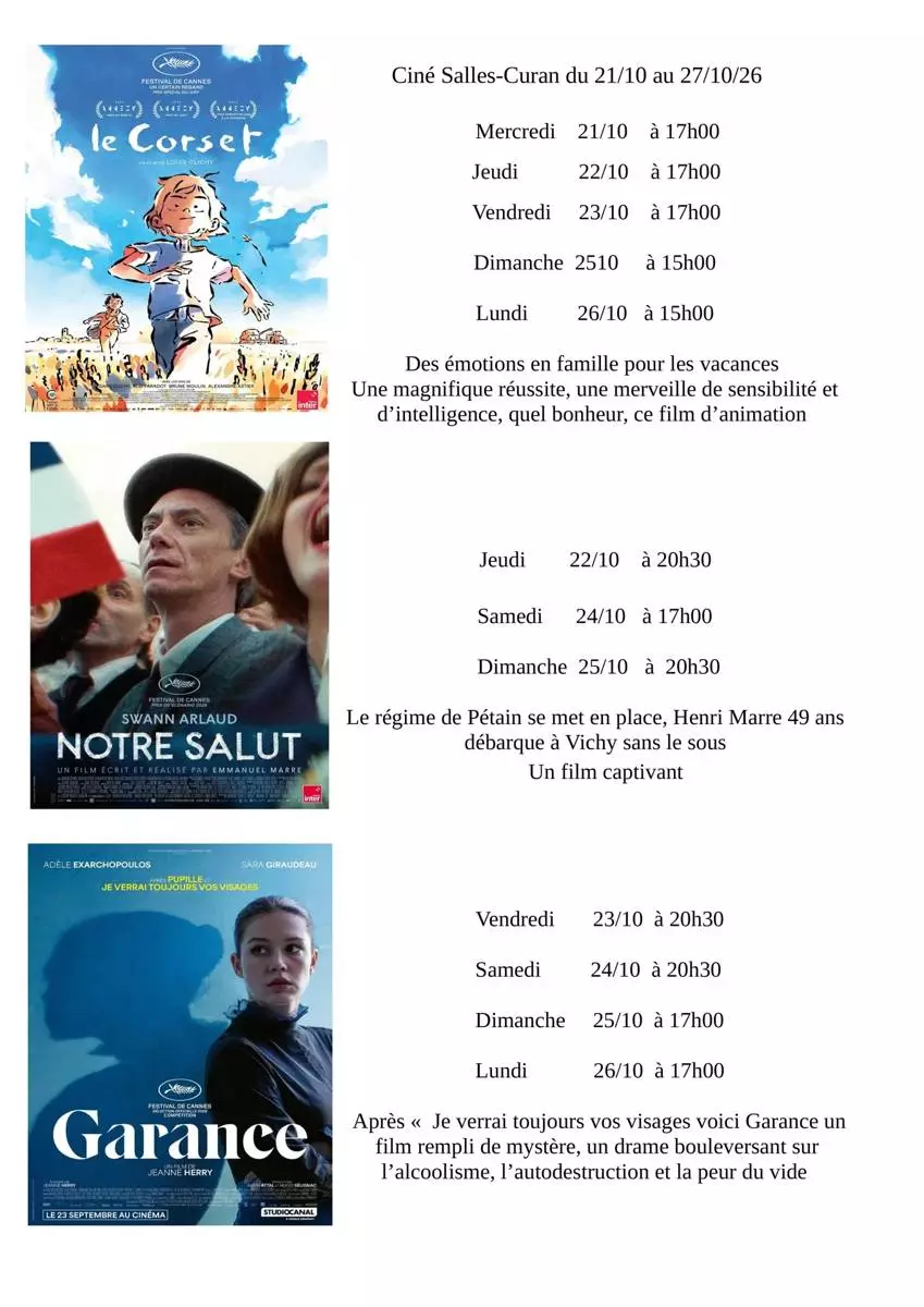 Ciné Salles Curan : Notre Salut